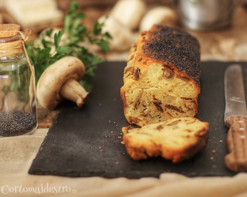 Plumcake ai funghi con caprino fresco e semi di papavero 1