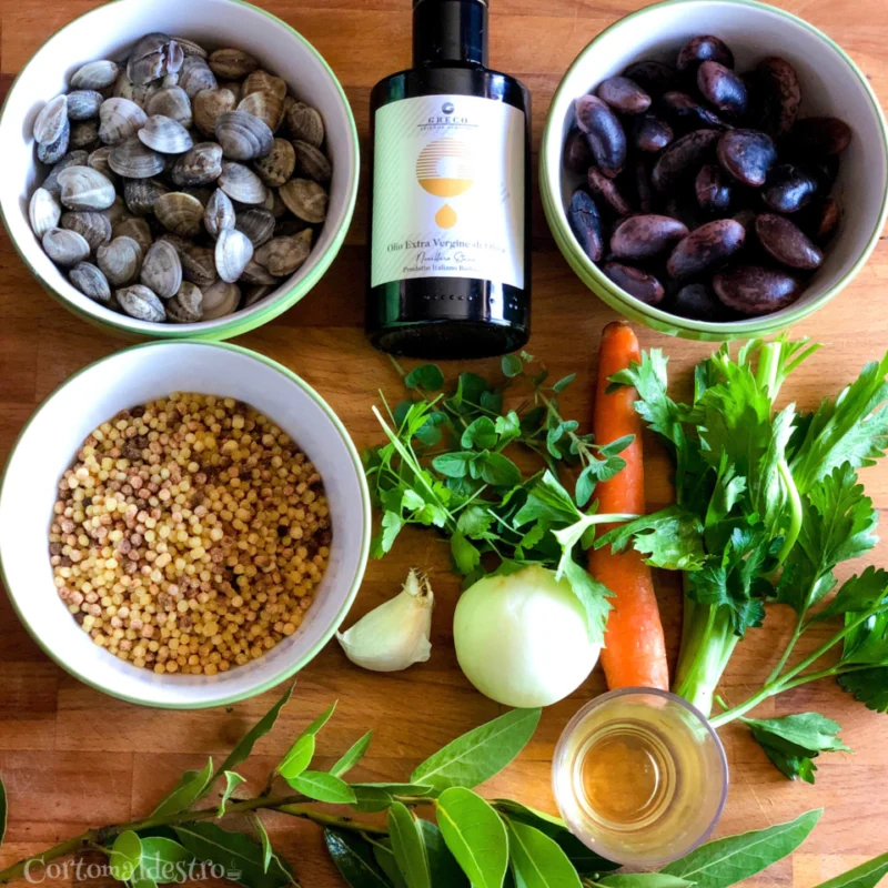 Fregola sarda con lupini di mare e fagioli diavoli rossi 2