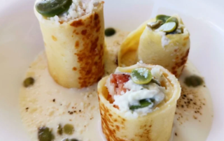 Cannellone scomposto con guanciale e fave su fonduta di pecorino 6 Cannellone scomposto con guanciale e fave su fonduta di pecorino