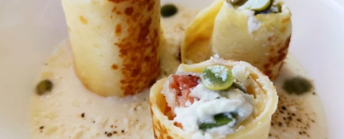 Cannellone scomposto con guanciale e fave su fonduta di pecorino 4 Cannellone scomposto con guanciale e fave su fonduta di pecorino